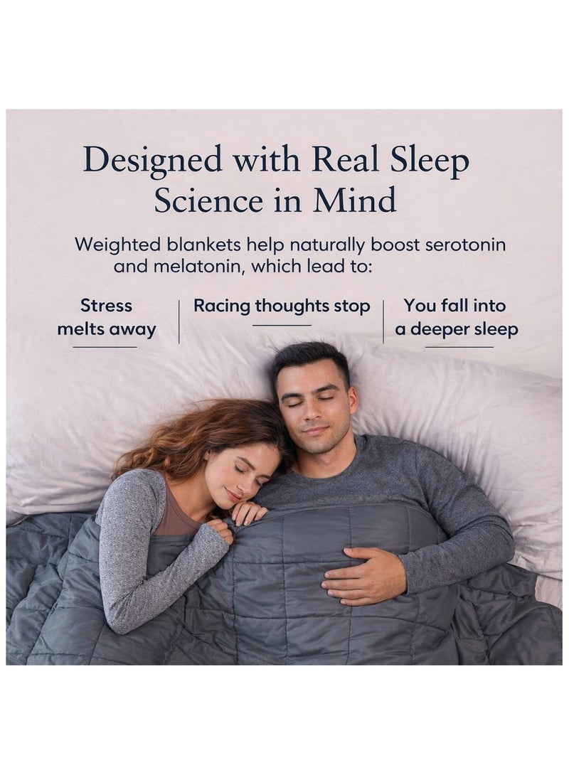 Fabienne Weighted Blanket 9.1kg/203x221cm Double Size Adult Heavy Blanket 80"x87"/20lbs Anxiety Relief Autism Therapy Stress and Insomnia Relief Deep Pressure Gravity Blanket for Couple Dark Grey - Image 2